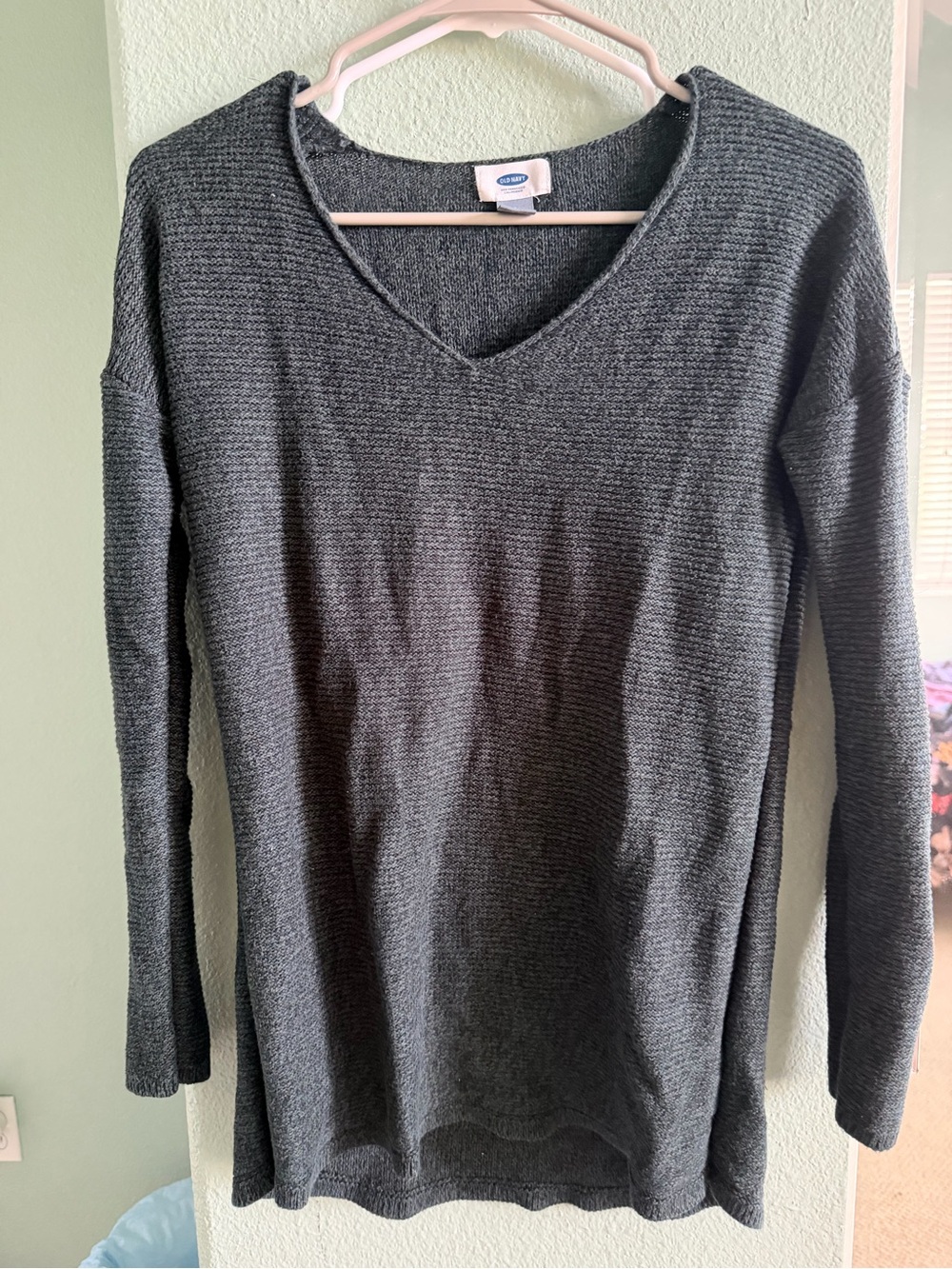 Old Navy Dark Green V-Neck Long Sleeve Sweater Top